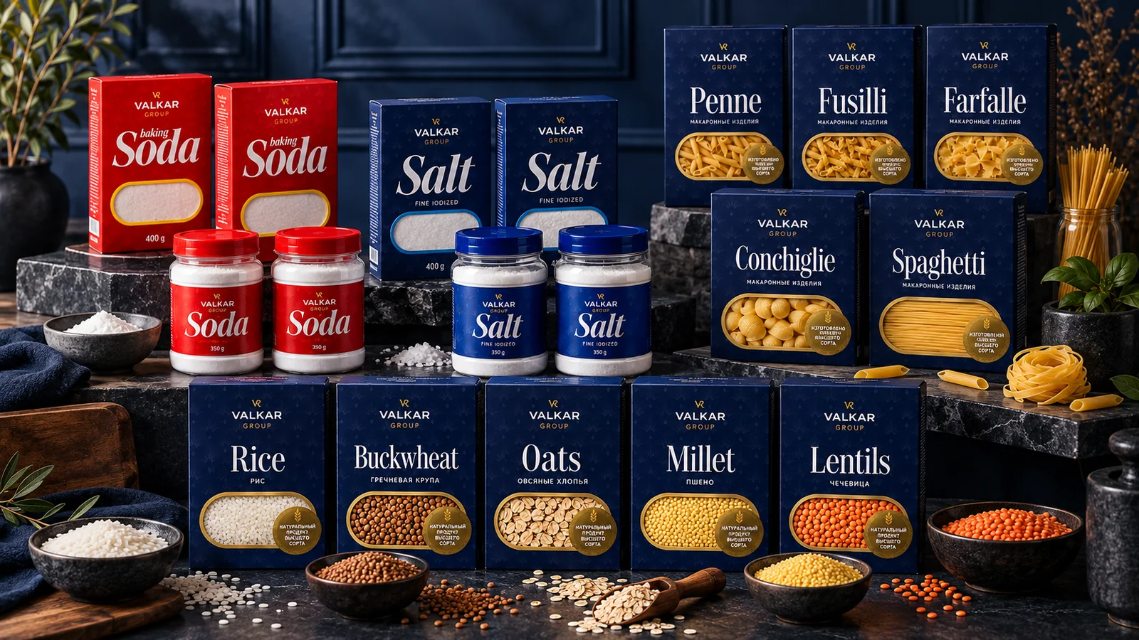 Пищевая продукция VALKAR GROUP: сода, соль, макаронные изделия